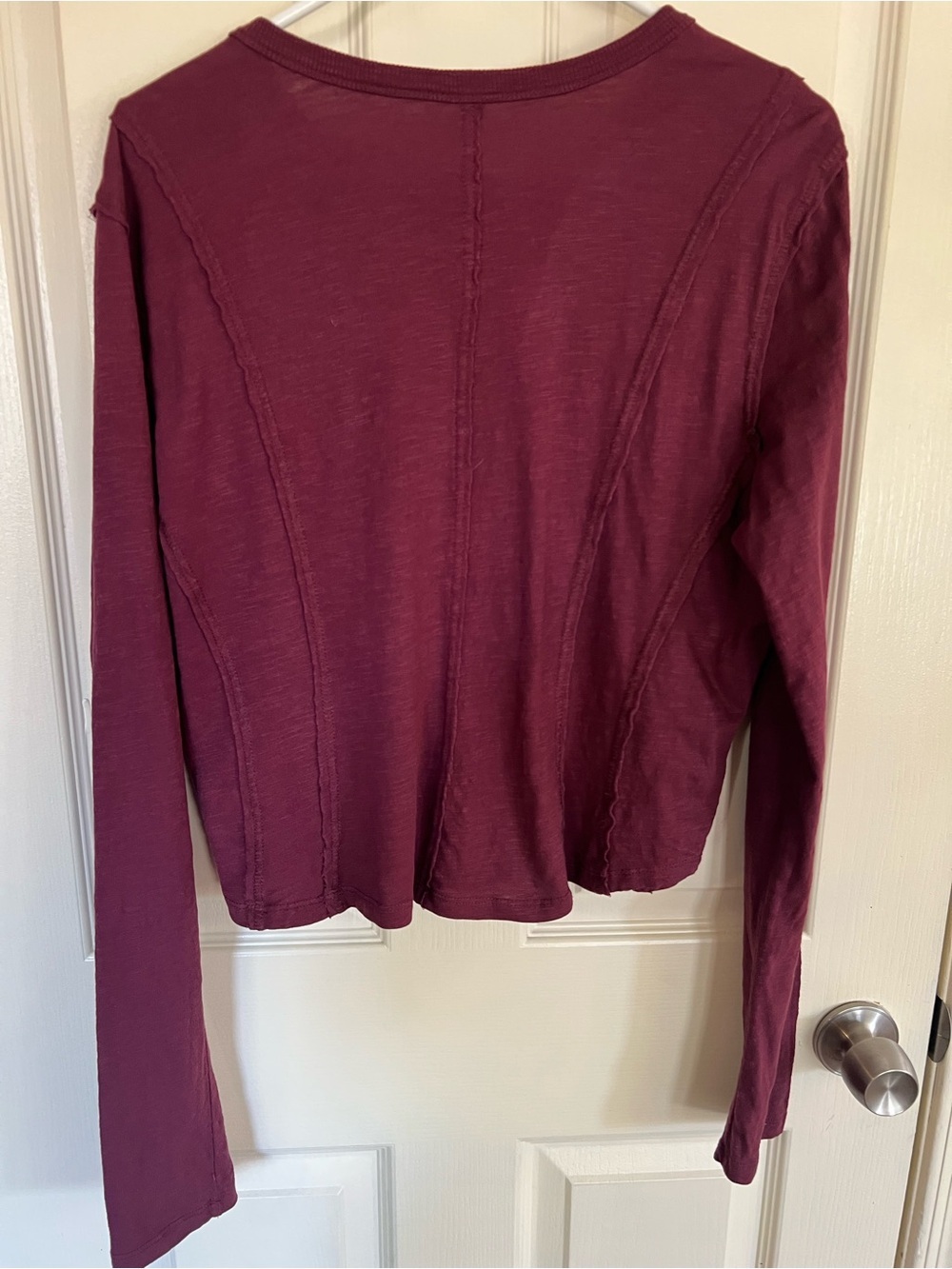 Pilcro by Anthropologie Raw Seam Slub Cotton Long Sleeve Tee L - Picture 6 of 8